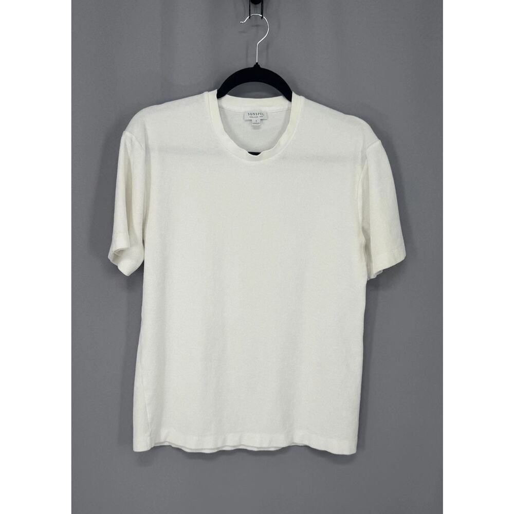 Sunspel Shirt Mens Small White Crewneck Terry Minimalist Luxury Essential Peru